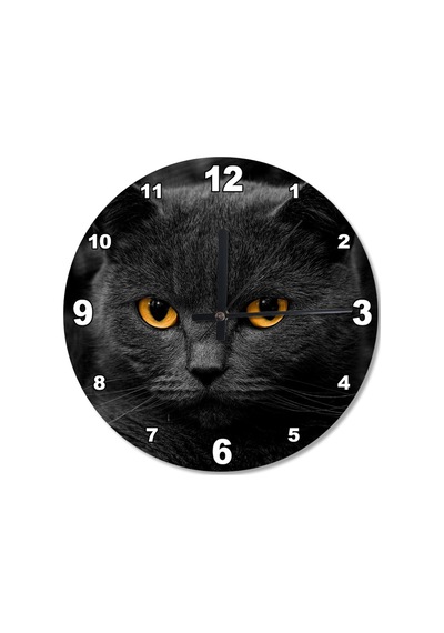 Kara Kedi Ahşap Duvar Saati (407626337) Ahşap