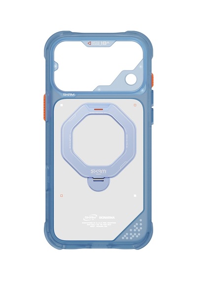 Apple Uyumlu iPhone 18 Pro Uyumlu Kılıf M-safe Şarj Özellikli Standlı Skinarma Saturn Kapak Mavi