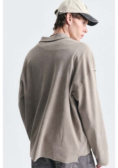 Vamos Relax Fit Polo Yaka Sweatshirt Vizon