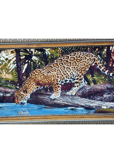 Yabanın Gölgesinde Temalı İran Tebriz Halı Tablo 120x70cm - Duvar Halı Kilim Tablo