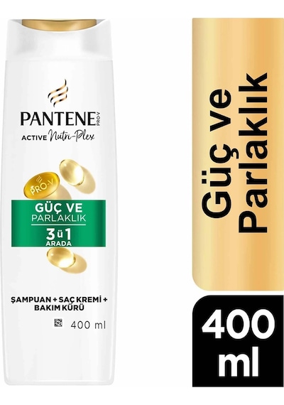 Pantene Güç Ve Parlaklık Şampuanı 3'ü 1 Arada 400 Ml Beyaz