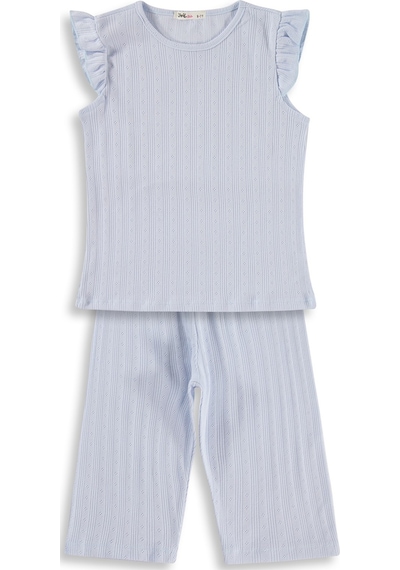 Civil Girls Kaprili 6-9 Yaş Pijama Takımı - Mavi Açık Mavi