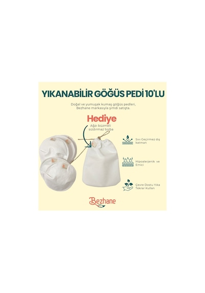 Yıkanabilir 10'lu Kumaş Göğüs Pedi