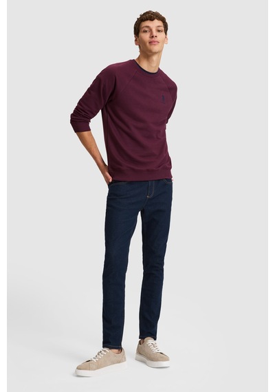 U.S. Polo Assn. Erkek Bordo Bisiklet Yaka Regular Fit Basic Sweatshirt 50329441-vr180 Dark Plum