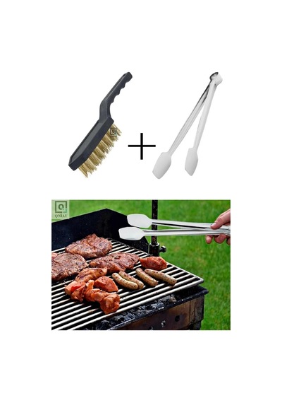 2li Kamp Seti Paslanmaz Çelik Izgara Maşası Mangal Barbekü Temizleme Tel Fırçası -piknik Kamp Set