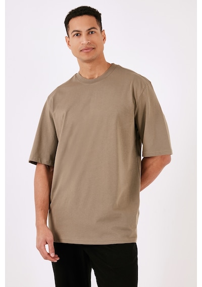 Buratti Pamuklu Oversize Bisiklet Yaka Basic Erkek T Shirt 5902365 Vizon