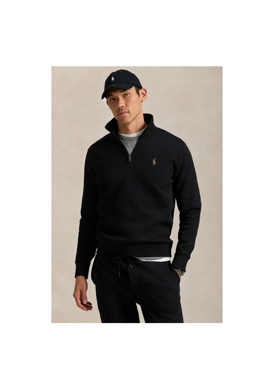 Polo Ralph Lauren Çift Yüz Interlok Yarım Fermuarlı Sweatshirt Siyah