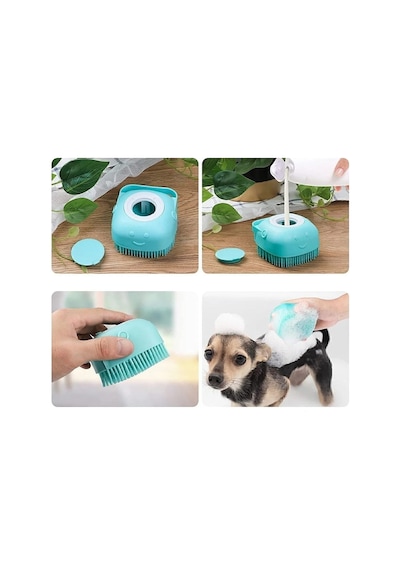 Şampuan Hazneli Kedi Ve Köpek Evcil Hayvan Yıkama Fırçası Silikon Evcil Hayvan Banyo Lifi