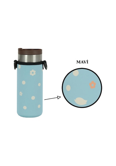 Travel Mug 0.35 Lt. İle Uyumlu Omuz Askılı Termos Kılıfı Mavi