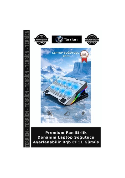 Premium Fan Birlik Donanım Laptop Soğutucu Ayarlanabilir Rgb Cf11 Gümüş