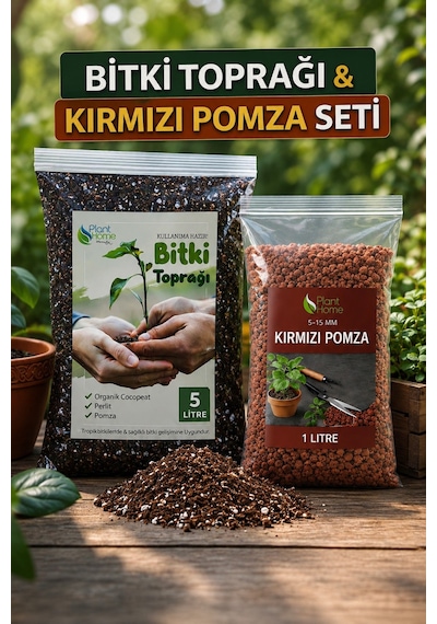 Bitki Toprağı & Kırmızı Pomza Seti 5 L Bitki Toprağı + 1 L Ponza Organik Cocopeat İçerikli Diğer