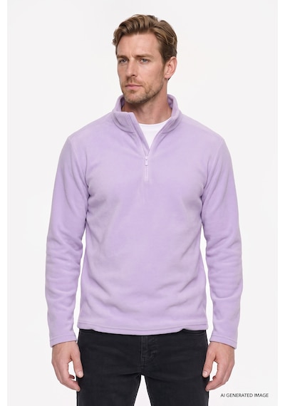 AC&Co / Altınyıldız Classics Anti-Pilling Tüylenme Yapmayan Bato Yaka Erkek Polar Sweatshirt Lila