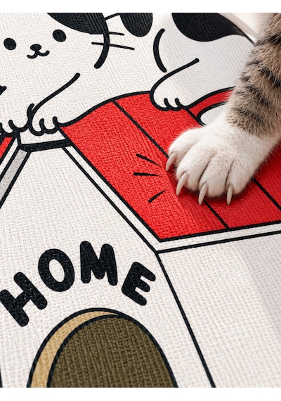 Beylini Dekoratif Kedi Tırmalama Halısı Yapışkanlı Duvar Tipi Baskılı Kedi Tırmalama Matı Mobilya Duvar Koruyucu