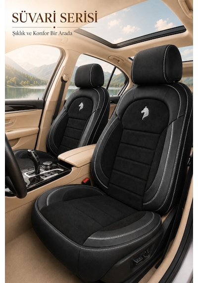 Geely Emgrand 2010-2012 Uyumlu Süvari Serisi Siyah Beyaz Oto Koltuk Kılıfı