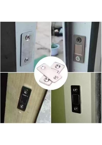 Zhltools 2 Çift Çok Amaçlı Kapı Kapak Dolap Çekmece Mobilya Durdurucu Kapatıcı Mıknatıslar Gümüş