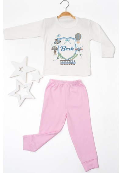 Pia Baby İsme Özel Erkek Çocuk Pijama Takımı %100 Pamuk Penye İsim Baskılı Kişiye Özel Çocuk Pijaması 10293p14pi Krem