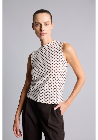 Defacto Puantiyeli Slim Fit Dik Yaka Basic Atlet I7292ax26hser105 Ekru-er105
