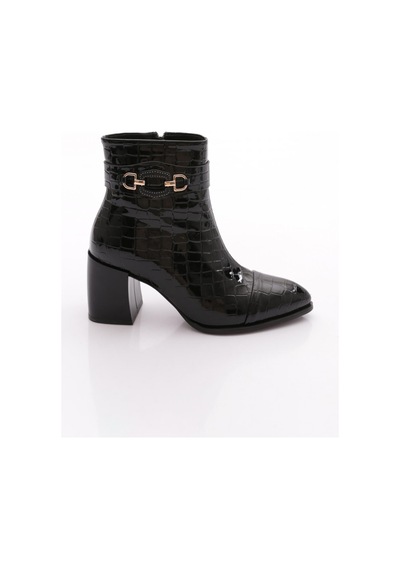 Dgn 951 Kadin Topuklu Bot Siyah Croco