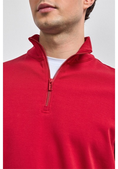 Backandbond Kırmızı Regular Fit Yarım Fermuarlı Sweatshirt