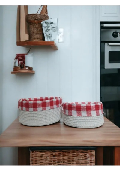 2 Li Astarlı Sepet Organizer Beyaz Renk