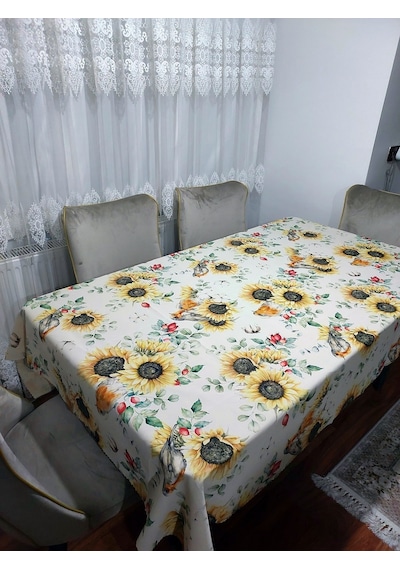 Sunflower Desenli 3d Dikdörtgen Masa Örtüsü 160x200 Renkli
