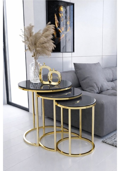 Armoni 3'lü C Zigon Gold Kaplama Antrasit Mdf Mebran Demonte