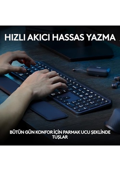 Mx Keys S Kablosuz Klavye, Düşük Profil, Akıcı Hassas Sessiz Yazma, Programlanabilir Tuşlar, Arkadan Aydınlatma,