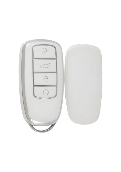 Autohan Keys Chery Tiggo 8 Pro, Omoda 5, Tiggo 7 Avantgarde Nano Anahtar Kılıfı, Beyaz-gümüş