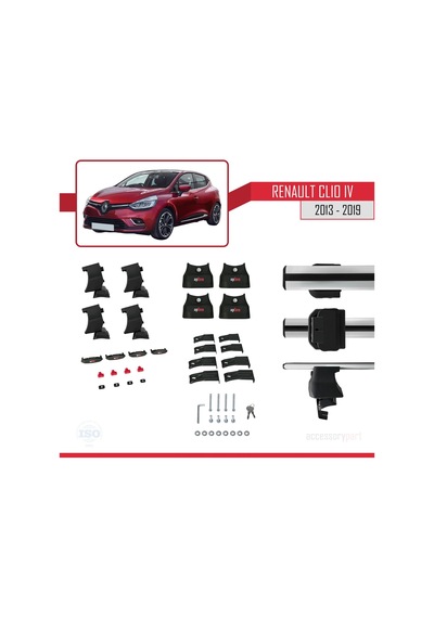 Renault Clio Iv 2013-2019 Arası İle Uyumlu Ace-4 Ara Atkı Tavan Barı Gri