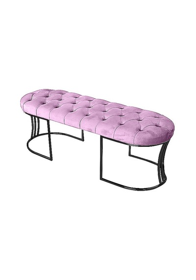 Viego Siyah Bench Puf Pembe