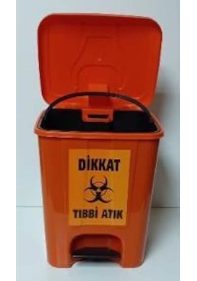 Tıbbi Atık Kovası 25 Lt Köşeli Pedallı