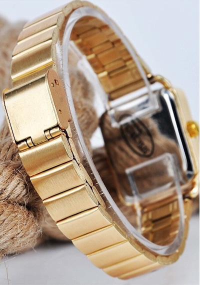Minimal Kare Kasa Gold Kadran Roma Rakamlı Genç Kız Kadın Kol Saat Altın