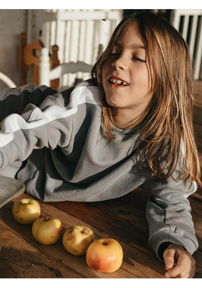 Denokids Organik Gri Beyaz Erkek Çocuk Eşofman Takımı