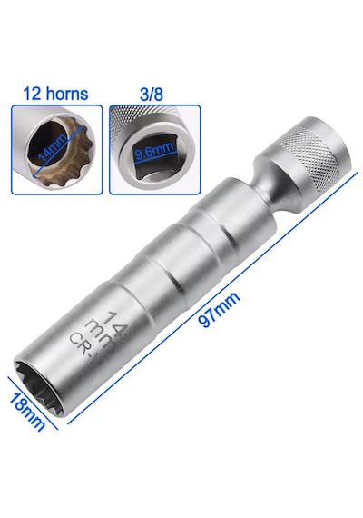 Mafsallı 14mm Buji Lokması 12 Köşe Mıknatıslı 3/8