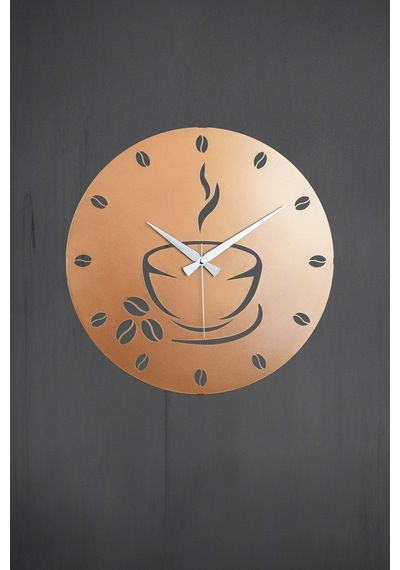 Coffe Model Metal Lazer Kesim Akar Sessiz Mekanizmalı Duvar Saati 40 40 Cm -m010 Bakır