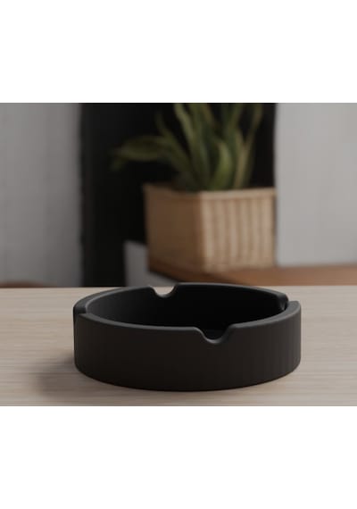 Modern Minimalist Tasarım Küllük - Kırılmaya Dayanıklı Mat Siyah Masa Üstü Dekoratif Aksesuar
