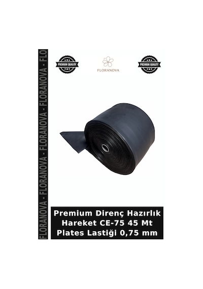 Premium Direnç Hazırlık Hareket Ce-75 45 Mt Plates Lastiği 0,75 Mm Siyah