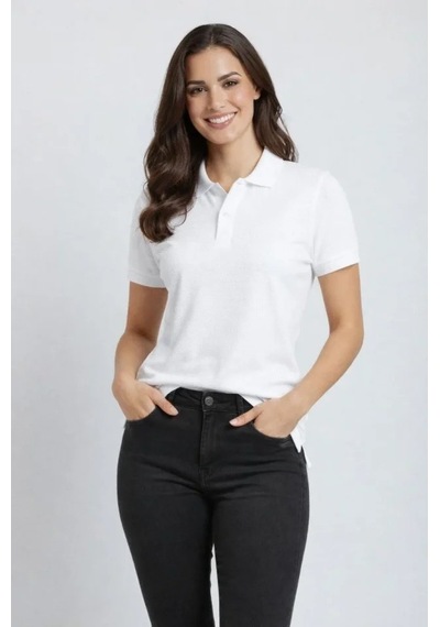 Pike Kumaş Düğmeli Yaka Regular Rahat Günlük Kısa Kol Tişört T-shirt - Beyaz