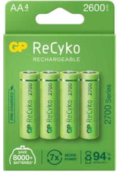 GP Batteries ReCyko 2700 AA Kalem Ni-MH Şarjlı Pil, 1.2 Volt, 4'l