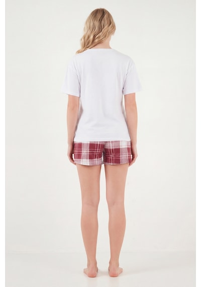 Lela Bayan Pijama Takımı 65790782 Beyaz-bordo