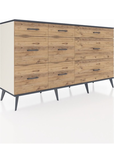 Hyperion Konsol 9 Çekmeceli 176x44x99 Aytaşı-antrasit/çam Aytaşı-antrasit/çam