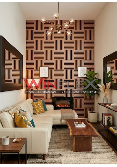Winflex Mini Eko Akustik Ahşap Panel Teak Renk - 30x30cm 30x30cm