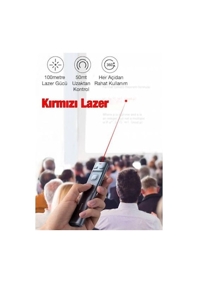 BASEUS Şarjlı Kırmızı Lazer İşaretli Projeksiyon Sunum Kumandası Presenter Uzaktan Kumanda