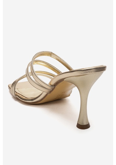 Alewomen Gold Bantlı Rahat Günlük Kullanıma Uygun 8 Cm Topuklu Zero Kadın Terlik Altın