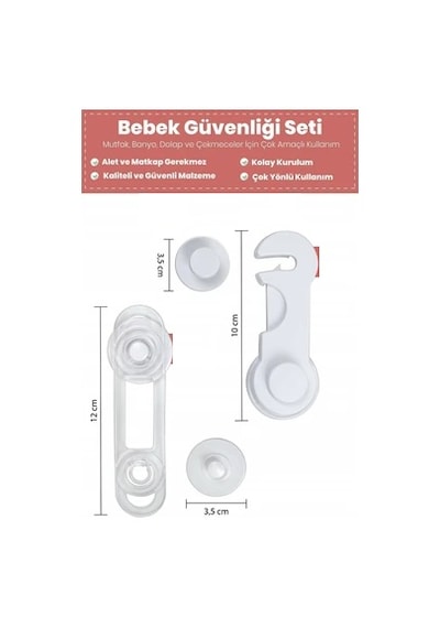 Can Yıldız Plastik Çocuk Bebek Güvenlik Çok Amaçlı Kilit Ve Mandallı Kilit Siyah