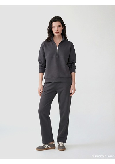 Lcw Comfort Antrasit Dik Yaka Soft Touch Kadın Sweatshirt