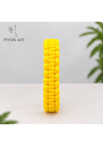 Piyonart El Yapımı Sarı Paracord Paraşüt İpi Erkek / Unisex Bileklik - Plastik Klipsli Outdoor Survi