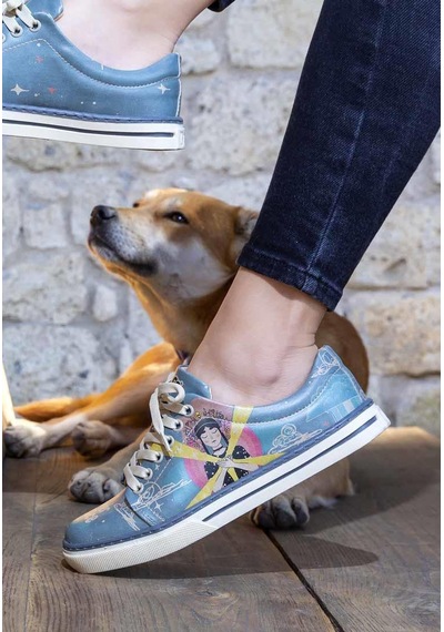 Kadın Vegan Deri Mavi Sneakers - Find Your Inner Peace Tasarım Çok Renkli