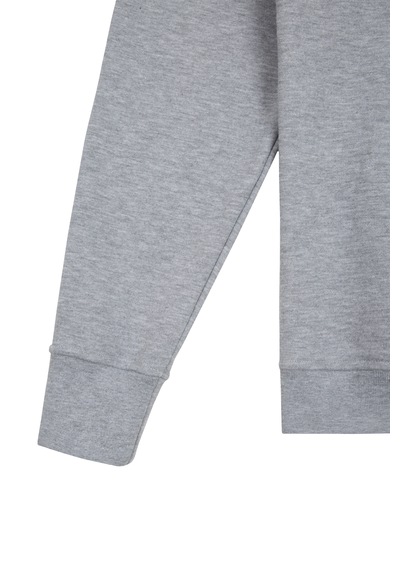 Beord Gri Melanj %100 Pamuk Bisiklet Yaka Sweatshirt Bss1-149