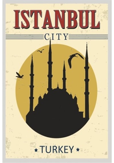 Türkiye İstanbul Retro Vintage Ahşap Poster